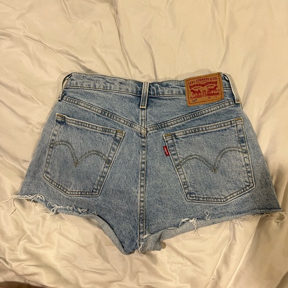 Levi's Blue Jean Shorts Distressed High-Waisted - Picture 3 of 5